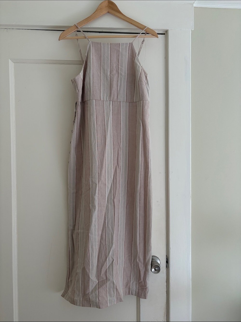 Urban outfitters Striped Sleeveless Maxi Dress in Soft Pink-Beige